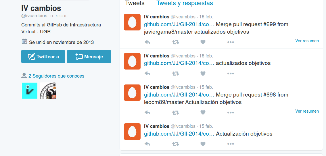 Integración Twitter ivcambios