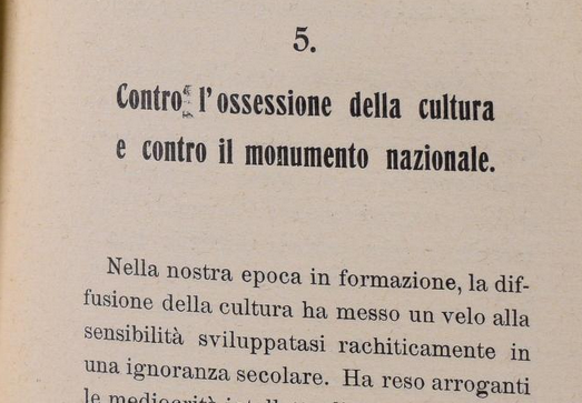 Capítulo 5
                    boccioni, Contro l'ossessione della cultura e contro il
                              monumento nazionale